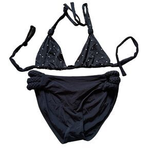 Vitamin A black and polkadot reversible bikini swimsuit- size L